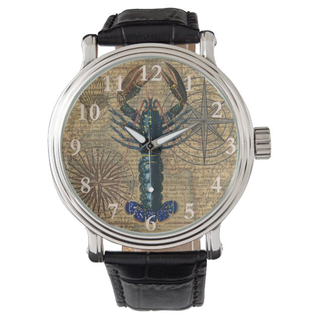 ロブスター貝類シーフードメインクラシック海 腕時計 (正面)