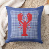 ロブスター赤白青ジンガムコースタルビーチデコール クッション (ブランケット)