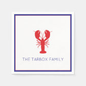 ロブスター赤白青名名門私立校風のおもしろい スタンダードカクテルナプキン (正面)