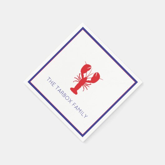 ロブスター赤白青名名門私立校風のおもしろい スタンダードカクテルナプキン (角)