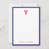 ロブスター赤白青名名門私立校風のおもしろい ノートカード (正面)