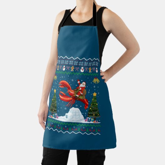 ロブスター醜いクリスマスギフトサンタライディングロブスターキリスト エプロン (インサイチュ)