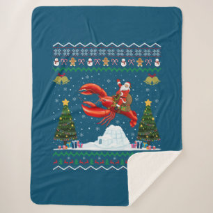ロブスター醜いクリスマスギフトサンタライディングロブスターキリスト シェルパブランケット