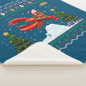 ロブスター醜いクリスマスギフトサンタライディングロブスターキリスト シェルパブランケット (3/4)