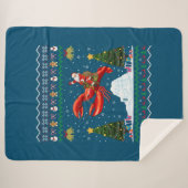 ロブスター醜いクリスマスギフトサンタライディングロブスターキリスト シェルパブランケット (正面(横))