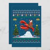 ロブスター醜いクリスマスギフトサンタライディングロブスターキリスト 招待状 (正面/裏面)