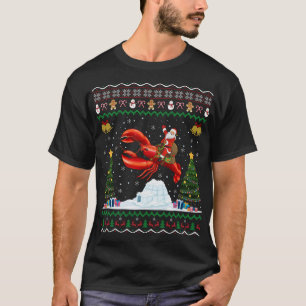 ロブスター醜いクリスマスギフトサンタライディングロブスターキリスト Tシャツ