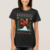 ロブスター醜いクリスマスサンタライディングロブスタークリスマス Tシャツ (正面)