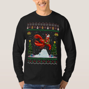ロブスター醜いクリスマスサンタライディングロブスタークリスマス Tシャツ