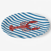 ロブスター青および白のストライプな紙皿 ペーパープレート (アングル)