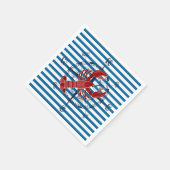 ロブスター青と白の水平ストライプ スタンダードカクテルナプキン (角)