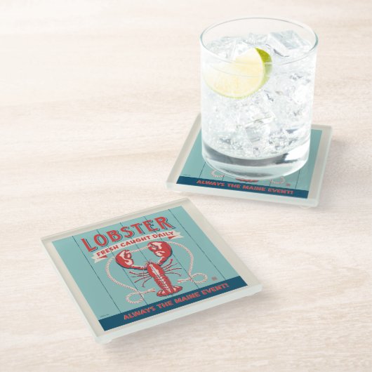 ロブスター鮮度の取れた毎日 |メイン ガラスコースター (アングル)