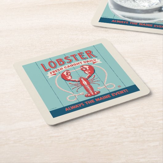 ロブスター鮮度の取れた毎日 |メイン スクエアペーパーコースター (アングル)