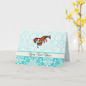 ロブスター;かわいい カード (黄色い花)