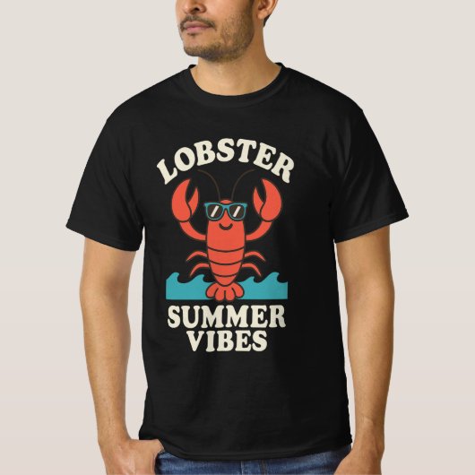 ロブスター サマー ヴァイブス – かわいい海岸のカニ Tシャツ (正面)