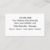 ロブスター&シーフードレストランテーマ 名刺 (裏面)