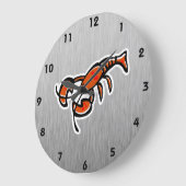 ロブスター; ブラシをかけられた金属一見 ラージ壁時計 (傾斜)