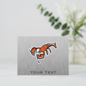 ロブスター;ブラシ仕上げメタル外観 ポストカード (スタンド正面)