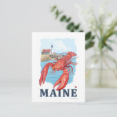 ロブスター&ポートランドライトハウスシーン ポストカード (スタンド正面)
