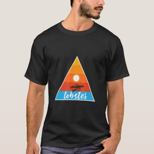 ロブスター 動物 トライアングル 自然 太陽 Tシャツ (正面)