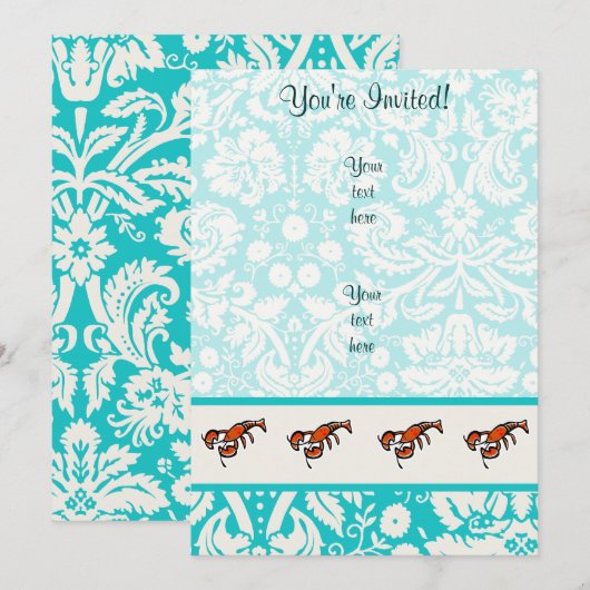 ロブスター;可愛い 招待状 (正面/裏面)