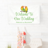 ロブバード緑の黄色の愛の鳥結婚の歓迎 横断幕 (インサイチュ)