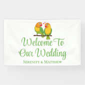 ロブバード緑の黄色の愛の鳥結婚の歓迎 横断幕 (横)