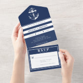 ロブブルー航海のいかり結婚にアンカー オールインワン招待状 (貼ってはがせる)