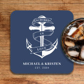 ロブブルー航海のいかり結婚にアンカー スクエアペーパーコースター