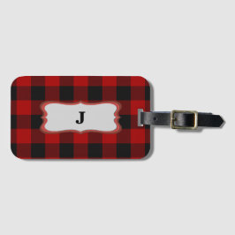 ロブロイタータンチェックレッド&ブラックバッグラベル&ビズカードスロット ラゲッジタグ