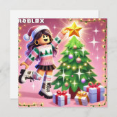 ロブロクズガールズピンク10代ののクリスマスカード シーズンカード (正面/裏面)