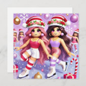 ロブロクソの女10代のの子のかわいらしクリスマスカード シーズンカード (正面/裏面)