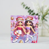 ロブロクソの女10代のの子のかわいらしクリスマスカード シーズンカード (スタンド正面)