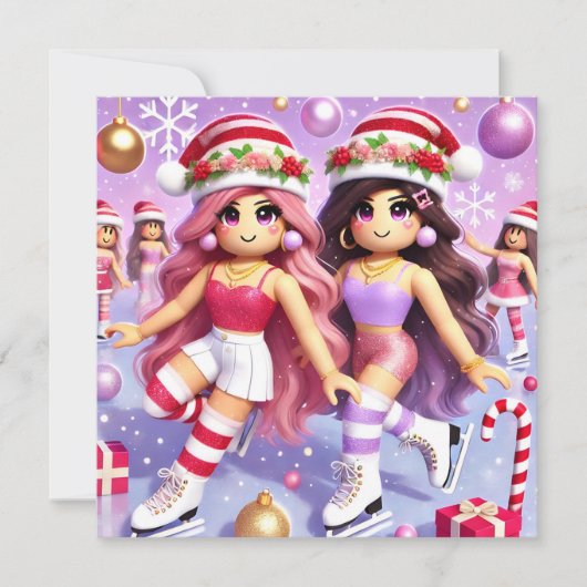 ロブロクソの女10代のの子のかわいらしクリスマスカード シーズンカード (正面)