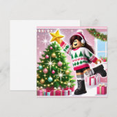 ロブロクソの女10代のの子の名門私立校風のクリスマスカード シーズンカード (正面/裏面)
