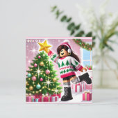 ロブロクソの女10代のの子の名門私立校風のクリスマスカード シーズンカード (スタンド正面)