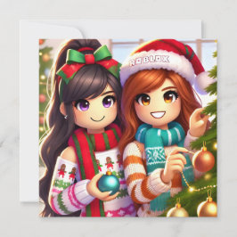 ロブロクソの女10代のの子の名門私立校風のクリスマスカード シーズンカード