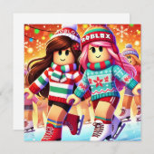 ロブロクソの女10代のの子の暖かいクリスマスカード シーズンカード (正面/裏面)