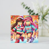 ロブロクソの女10代のの子の暖かいクリスマスカード シーズンカード (スタンド正面)