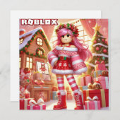 ロブロクソピンクの女の子のためのクリスマスカード シーズンカード (正面/裏面)