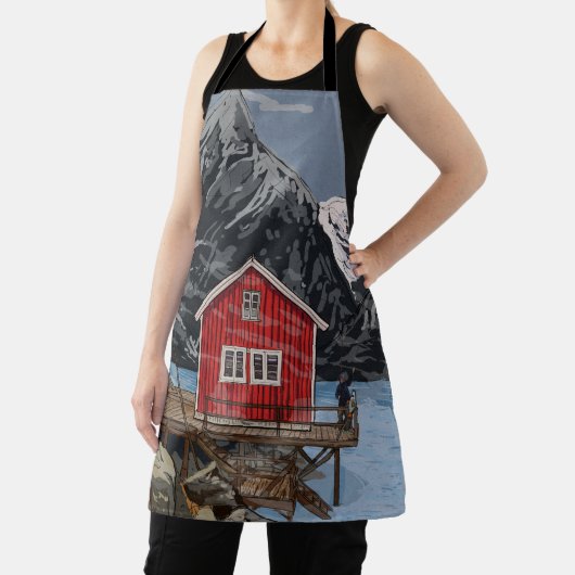 ロブロフテンベルゲンノルウェーランドスケープイラストレーション エプロン (インサイチュ)