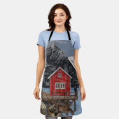 ロブロフテンベルゲンノルウェーランドスケープイラストレーション エプロン (着用した状態)