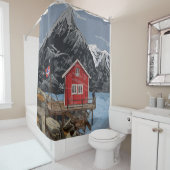 ロブロフテンベルゲンノルウェーランドスケープイラストレーション シャワーカーテン (インサイチュ)