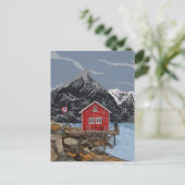 ロブロフテンベルゲンノルウェーランドスケープイラストレーション ポストカード (スタンド正面)