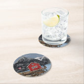 ロブロフテンベルゲンノルウェーランドスケープイラストレーション ラウンドペーパーコースター (インサイチュ)