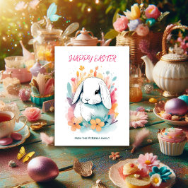 ロプイヤーラビット春の花水色イースター シーズンポストカード
