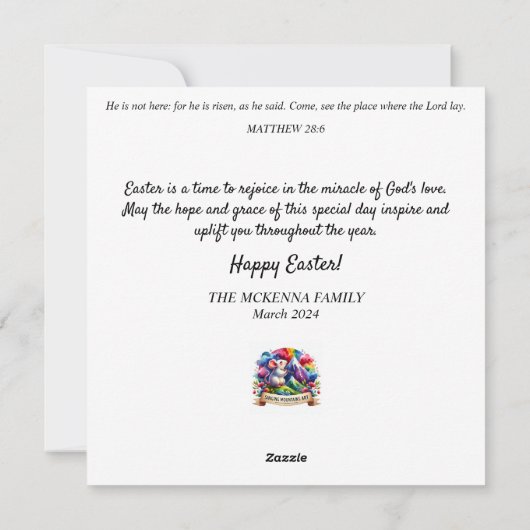 ロプエイドバニーピンクフローラアールヌーボーイースター シーズンカード (裏面)