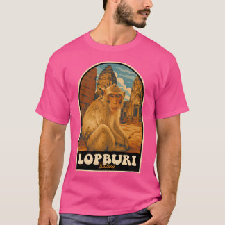 ロプブリタイランドモンキーテンプルヴィンテージポスターデシ Tシャツ