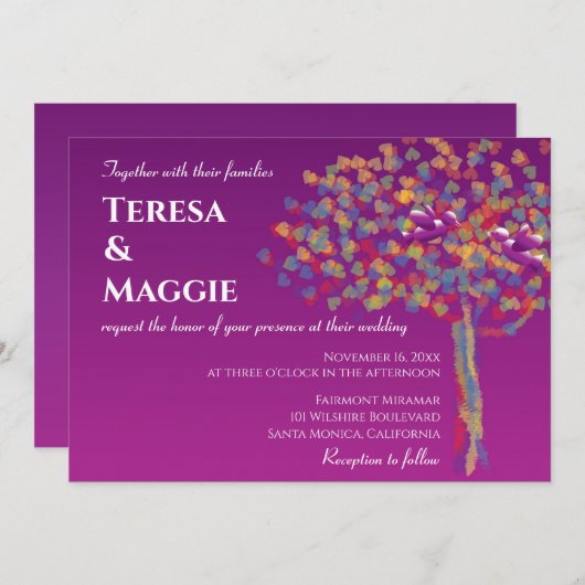 ロベバエレガントーズカシスパープル結婚式招待状 招待状 (正面/裏面)