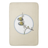 ロベバードさくらんぼブロッサム枝レトロサークルベージュ バスマット (正面縦)